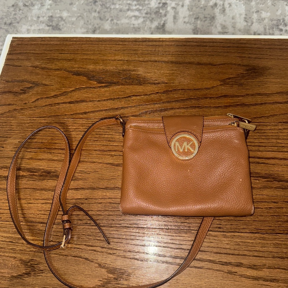 Michael Kors Brown Leather Crossbody Bag with Adjustable Strap